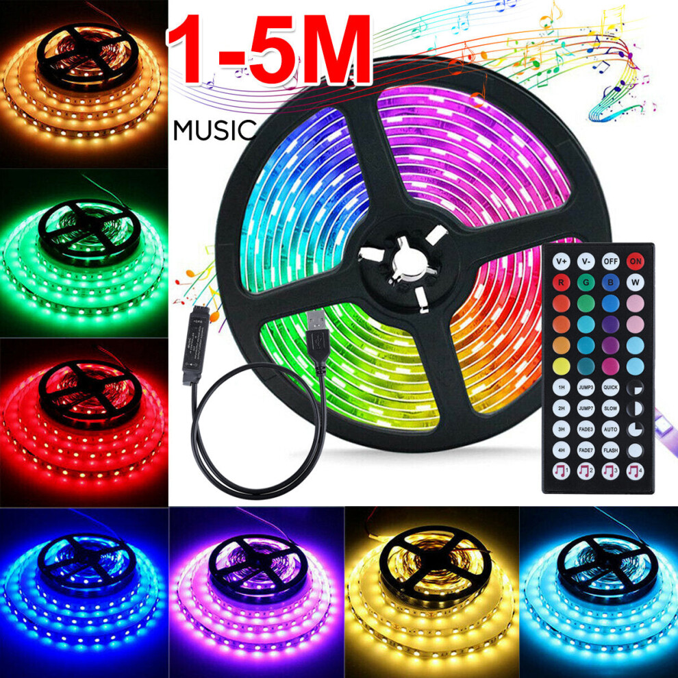 (1M) 1/2/3/4/5m 5V 3528 RGB USB LED Strip Light Music Sync with 44 Key IR Remote Control Christmas Decorations Lights-image-OPC-PJHC72J-NEW