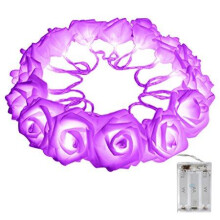 (Red) Battery Powered 20LEDs Red Purple Rose Flower Indoor Fairy String Light for Christmas Wedding Patio