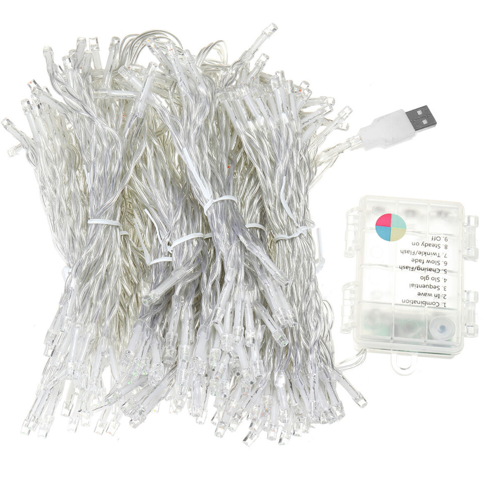 (Blue) 3M*3M 8 Modes Battery Operated USB Wedding Drape LED String Light Christmas Birthday Party Decor-image-OPC-PJHC7JF-NEW