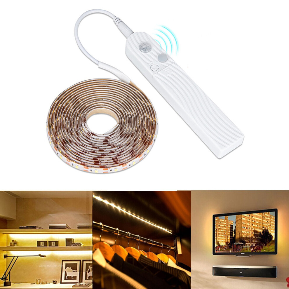 (Pure White, 1M) 1M 2M 3M Battery Powered PIR Motion Sensor 2835 SMD LED Strip Light for Cabinet Kitchen Bedroom Christmas Decorations Clearance Chris-image-OPC-PJHC7NN-NEW