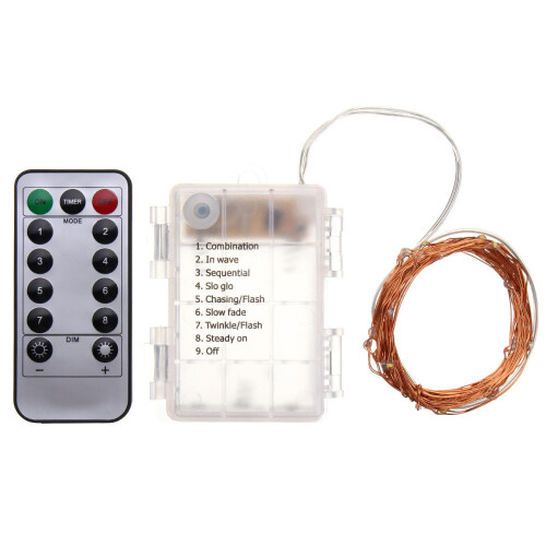 (Blue) Battery Powered 5M 50LEDs Waterproof Copper Wire Fairy String Light for Christmas +Remote Control