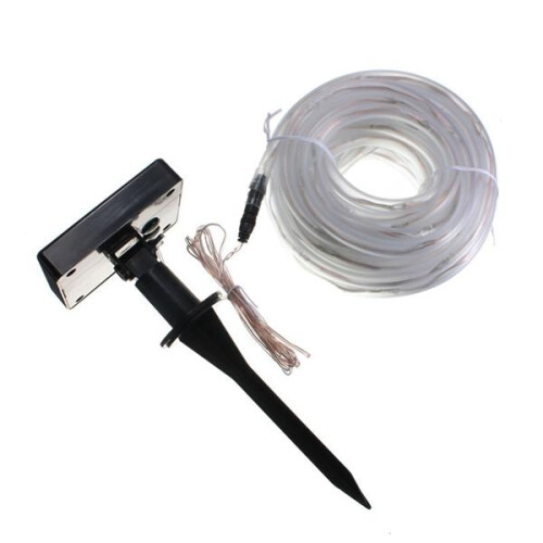 (White) 10m 100LEDs Solar Rope Tube Lights Led String Strip Waterproof Christmas Party Decor