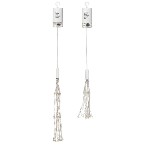 (Warm White) Battery Operated 198LED Dandelion Hanging String Light Silver Wire 8 Mode Dimmable Christmas Decor