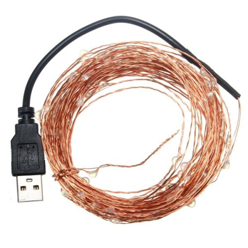 (Warm White) 10M 100 LED USB Copper Wire LED String Fairy Light for Christmas Party Decor