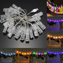 (Warm White) USB 2.2M 20LED Photo Peg Clip Shapes DIY Fairy String Light Xmas for Hanging Picture