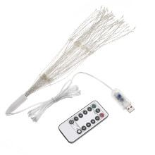 (Warm White) USB Powered 8 Mode 150 LED DIY Firework Starburst Fairy String Light Remote Control Christmas Decor