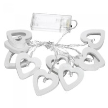 (Warm White) 1.8M 0.3W Wooden Heart Shape Battery Powered 10LED Fairy String Light for Christmas Home Party Decor DC3V