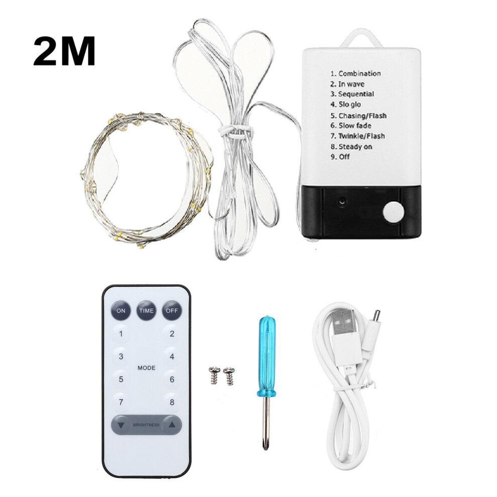 (5M) 2/5/10M 100LED USB Battery Powered Fairy String Light With Remote Control Xmas Party