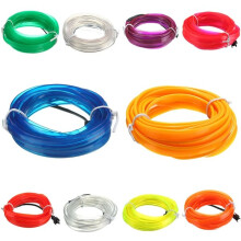 (Transparent Blue) 3M Led Flexible EL Wire Neon Glow Light Rope Strip 12V For Christmas Holiday Party