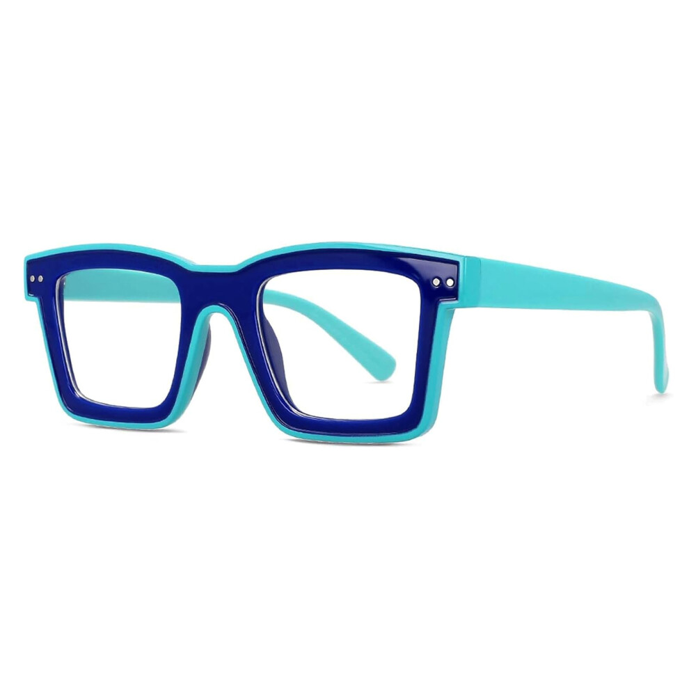 Brillenfassungen Acetat Brillengestell GroÃer Rahmen Quadratischer Stil Blaue Transparente GlÃ¤ser fÃ¼r Herren Damen Elegant