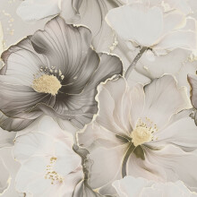Muriva Bliss Floral Grey Gold Wallpaper 228502 - 53cm x 10.05m, Washable, Pattern Repeat 53cm, Pattern Match: Offset, Paste-the-Paper