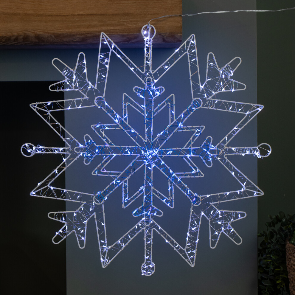Festive 52Cm Light Up Christmas Snowflake Dewdrop Silhouette With Twinkling Leds