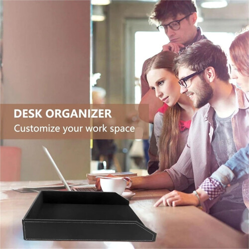 Briefablage PU Leather Document Organizer, Stackable File Holder for Desk, Brown Office Supplies 1
