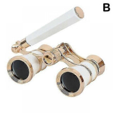 (B) Opera Glasses Binoculars Metal Body With Chain/handle Theater Telescope Women Girls Optical Design Gift Retro Binoculars