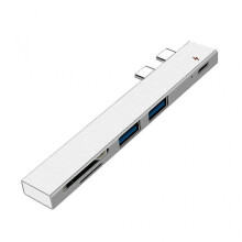 Dual Type-C Docking Station for Laptop USB2.0 Adapter SD/TF Card Reader 5 in 1