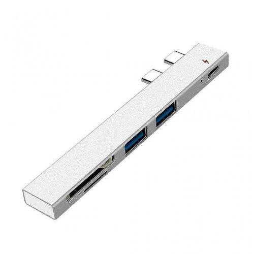 Dual Type-C Docking Station for Laptop USB2.0 Adapter SD/TF Card Reader 5 in 1