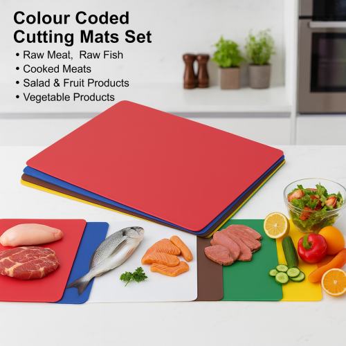 6X Flexible Colour Coded Cutting Mats Chopping Mat Kitchen Board