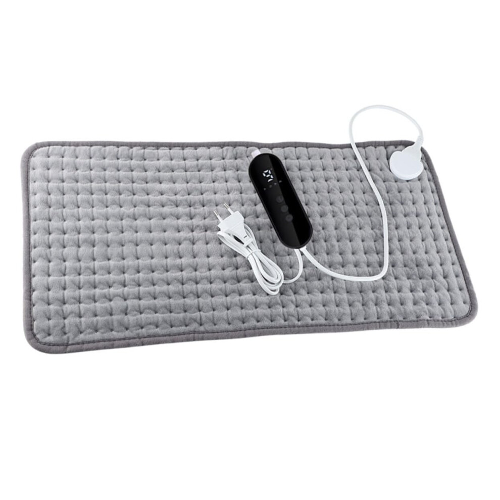 Dual Voltage Heating Pad XL for Travel Under Desk Footrest Back Pain Relief Flannel Grey Material