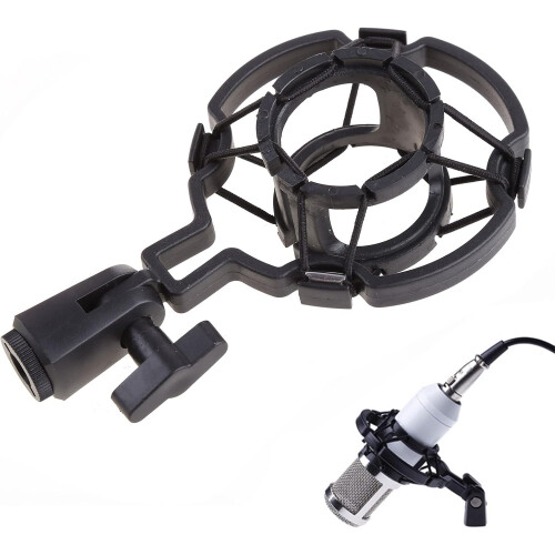 Professional Studio Shock Microphone Mounts with Anti Vibration Suspension, Adjustable Microphone Stand for All Mic Sizes 2