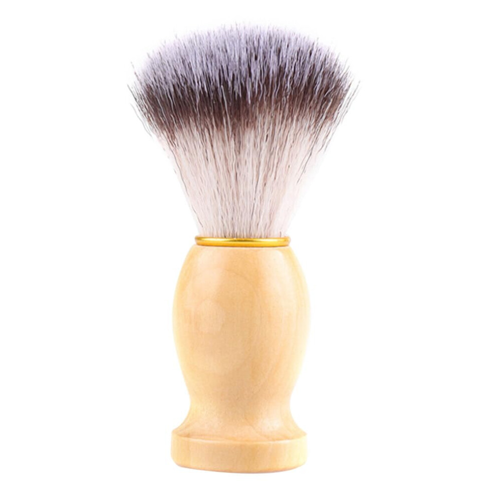 Shaving Brush with Wooden Handle for Beard Care, Round Synthetic Fibre Brush for Men, Shaving Foam Compatible
