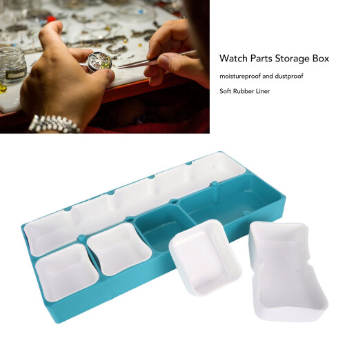 Stackable Watch Parts Container 5 Compartments Acrylic Rubber Blue for Crafts 2