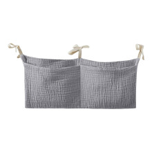 Baby Bed Organiser Gray, Hanging Nursery Organiser for Crib or Changing Table, Storage Bag for Toys and Nappies