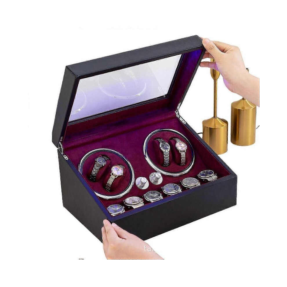 (Australian.Regulations, G) Leather Watch Winder 4 Plus 6 High End Watch Box Automatic Mechanical Watch-image