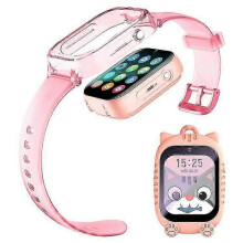 (Pink) K26 1.83 inch Display Detachable Smart Watch 4G Call GPS Positioning Kids Watch with Lanyard+Silicone Case