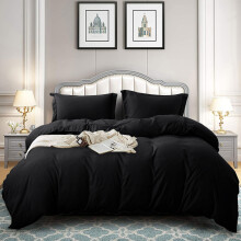 (Black Duvet Cover with Pillow Case Pair, King) Luxury Duvet Cover Bedding Set 10.5, 13.5, 15 Tog