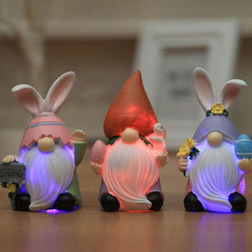 (T267B) Dwarf-Doll Figurines Easter Home-Decor Farmhouse-Rustic Cute Easter Rabbit 1