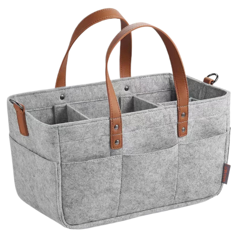 Baby Nappy Caddy, Portable Felt Caddy Organiser, Foldable Baby Basket For Nappies And Wipes, Durable Changing Table Storage Grey