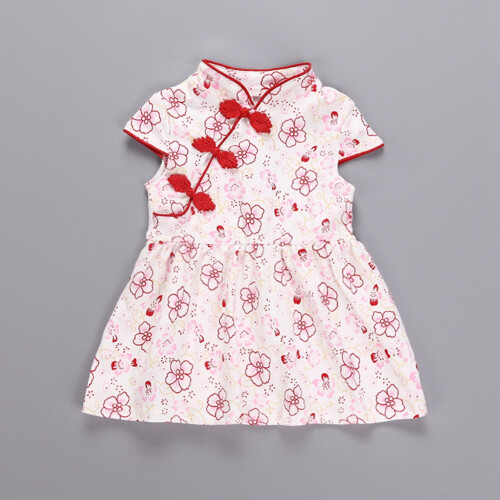 Beautiful Pattern Chinese Style Kid Dress Short 1