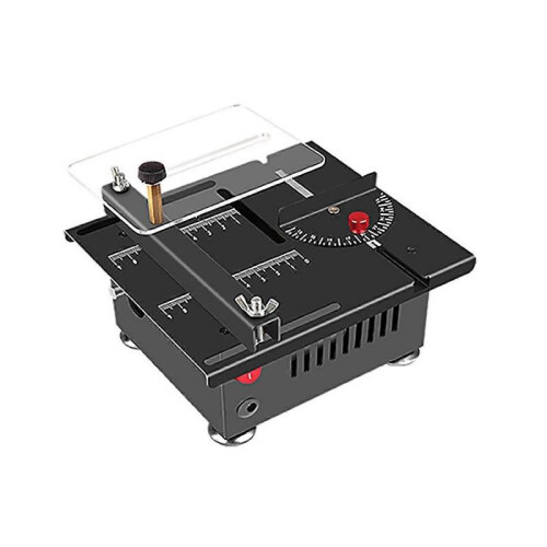 (UK Plug, Black) 100W Multi-Functional Table Saw Mini Desktop Electric Saw Cutter Speed & Angle Adjustable 16MM Cutti