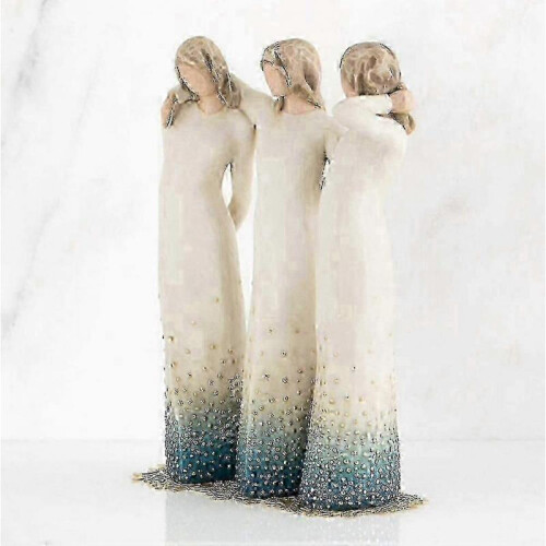 (B) Willow Tree By My Side,3sister By My Side Sculpture Sculpted Handpainted Figure 2