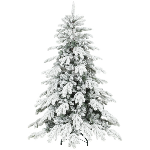 Homcom (XXS) HOMCOM Christmas Tree with Flocked Realistic Tips, Hinged Xmas Tree 1