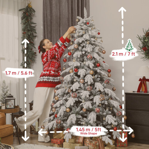 Homcom (S) HOMCOM Christmas Tree with Flocked Realistic Tips, Hinged Xmas Tree 2