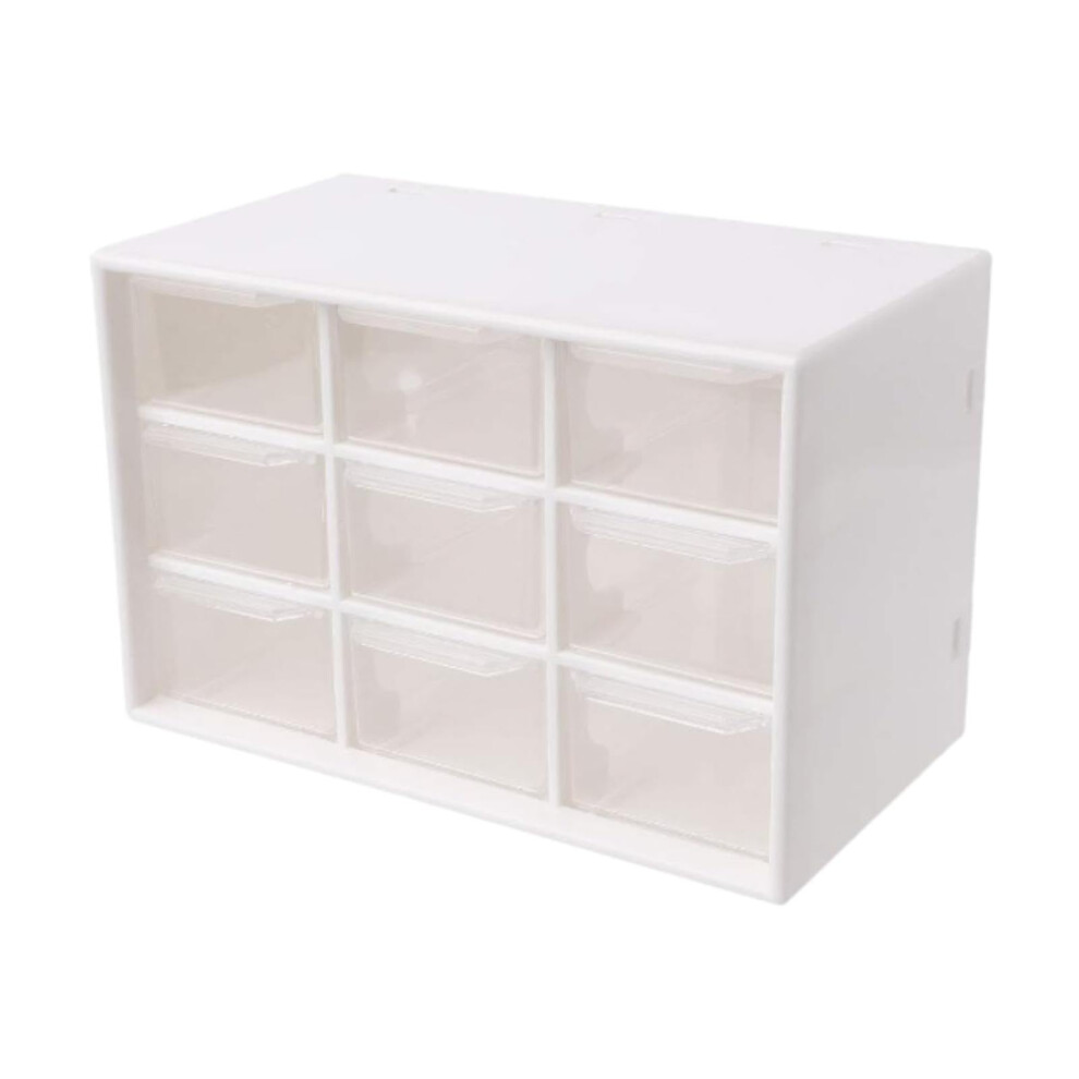 Desk Storage Organizer with 9 Drawers for Makeup and Office Supplies, White Tabletop Organizer, Compact Design-image-OPC-PJHCQB8-NEW