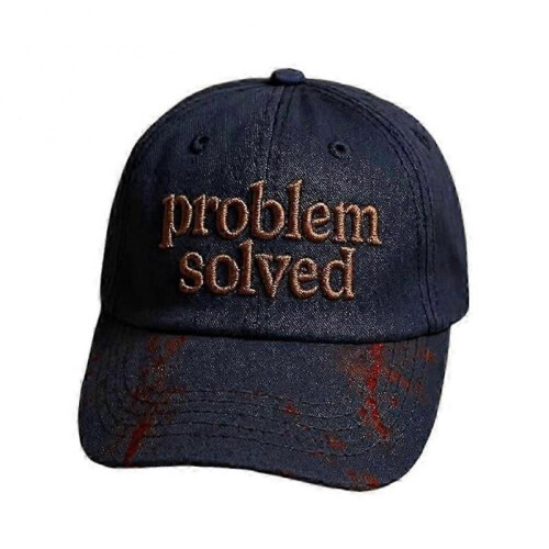 (Blue) Unisex Casual Dark Blood Stain Hat Problem Solved Bloody Caps