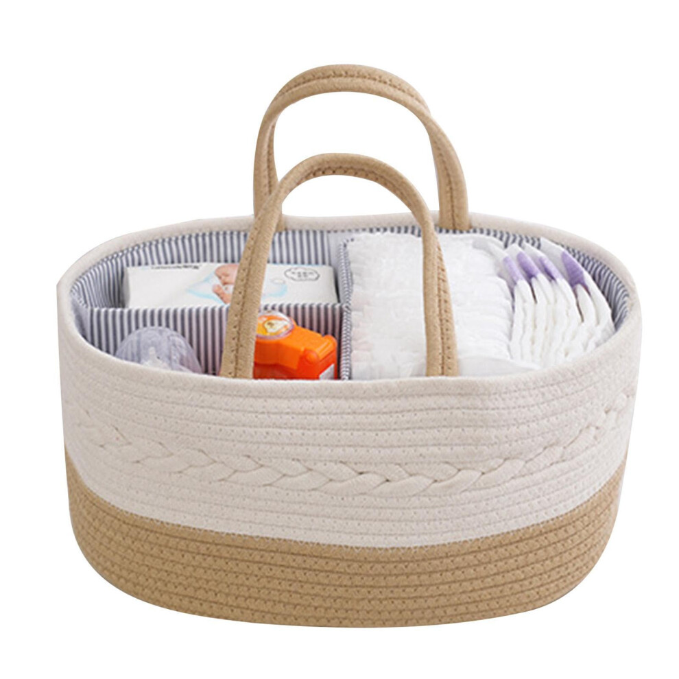 Nappy Organiser Basket - Portable Changing Table Organiser With Wet Wipes Container, Compartment For Nursery And Travel Brown