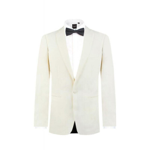 (40 Short, Cream) Mens White Tuxedo Dinner Jacket Regular Fit Notch Lapel