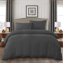 (Charcoal Duvet Cover with Pillow Case Pair, Single) Luxury Duvet Cover Bedding Set 10.5, 13.5, 15 Tog