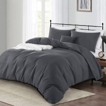 (Charcoal Duvet Cover with Pillow Case Pair, Double) Luxury Duvet Cover Bedding Set 10.5, 13.5, 15 Tog