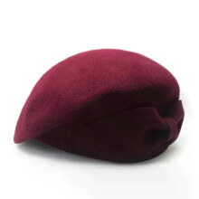 (Wine red bowknot) Wool Cloche Hat Irregular Newsboy Cap Lady Chic Berets Women Pillbox Caps Felt Hats