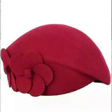 (wine red flower) Wool Cloche Hat Irregular Newsboy Cap Lady Chic Berets Women Pillbox Caps Felt Hats