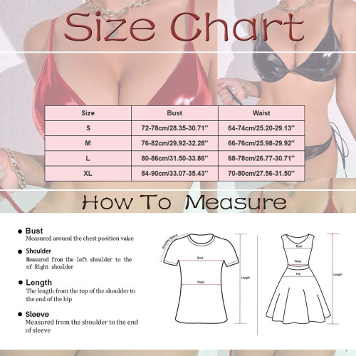 Korsage Damen Transparent Strand Bikini Set, Leder Separates Outfit, String Dessous, Größe S, Rot 2
