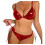 Korsage Damen Transparent Strand Bikini Set, Leder Separates Outfit, String Dessous, Größe S, Rot 1