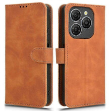 (Brown) For Blackview Shark 9 5g Leather Case Skin-feel Anti-drop Wallet Flip Phone Cover - Rose