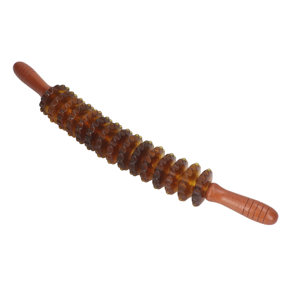 Handheld 15 Roller Trigger Massager Stick, 52cm Brown Fascia & Cellulite Tool