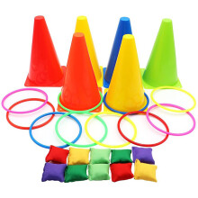 Propylen-Karneval-Set: Kegel 13 x 23 cm, Ringe 15 cm
