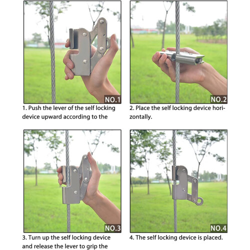 Fall Protection Rope Grabber for Climbing, Self-Locking Alloy Steel Handle, High Load Capacity for Arborist Use 2